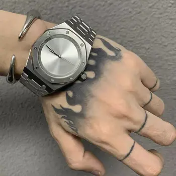 Роскошные брендовые мужские часы со стальным ремешком и большим циферблатом 41 мм, водонепроницаемые кварцевые деловые часы для мужчин Reloj Hombre