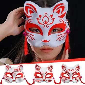 Японская косплейная маска лисы, ручная роспись, аниме 