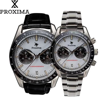 Proxima Px1692-1 Panda VK64 Часы с хронографом Мужские 40 мм Кварцевые Часы С Керамическим Безелем Водонепроницаемые 100 м Наручные часы Luminova BGW9