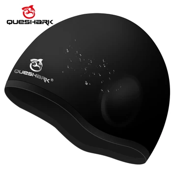 QUESHARK Для женщин и мужчин, Силиконовая Водонепроницаемая Бесшовная 3D Эластичная шапочка для плавания, Защита ушей для дайвинга, Шапочка для плавания для защиты волос