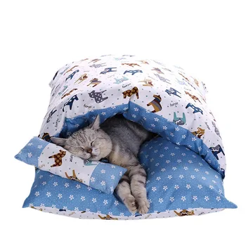 Kawaii Съемный Кошачий домик Товары для дома Товары для взрослых Кошек Собачья кровать Кошачий дом Пещера Спальный мешок для кошек в японском стиле