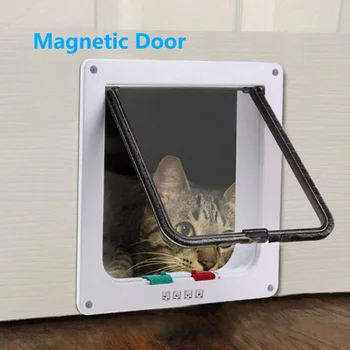 Пластиковые откидные двери, Запирающаяся квадратная дверца для домашних собак и кошек, простая установка, Прозрачная дверца для кошек, гуманный дизайн для свободного входа в дом.