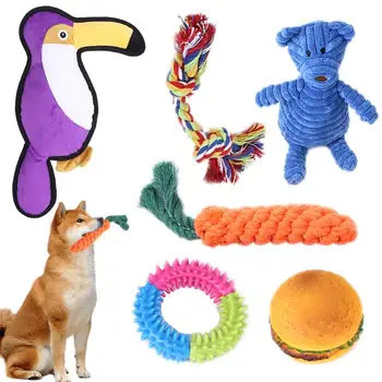 Набор игрушек для собак, комбинированная игрушка для забавных игр с домашними животными, игрушки для прорезывания зубов, Набор жевательных игрушек для щенков, интерактивные принадлежности для домашних животных