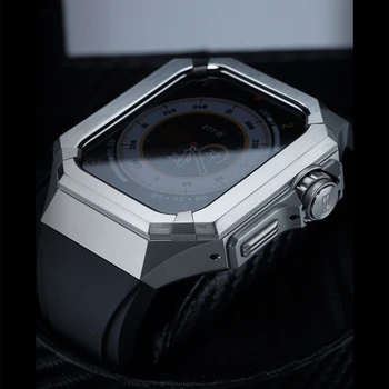 Ремешок из Углеродного Волокна Для Apple Watch Ultra 49 мм В Рамке, Резиновый Ремешок Viton Для iWatch ultra 49 Luxury Titanium Modification Kit