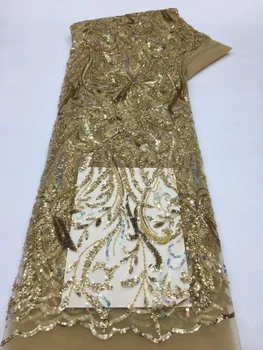 Африканская кружевная ткань с тяжелым бисером 2023, высококачественные Нигерийские блестки, бусины, французский тюль, кружевная ткань для свадебной вечеринки