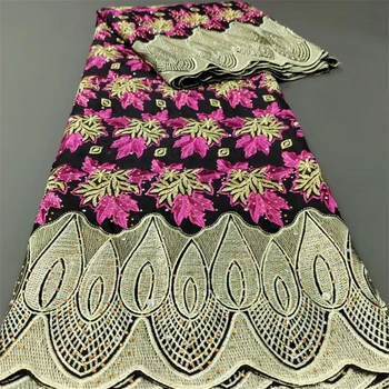 5 ярдов швейцарской вуали, кружевная ткань, новейший тяжелый бисер с алмазной вышивкой, африканский 100% хлопок, популярный Дубайский стиль для материала.