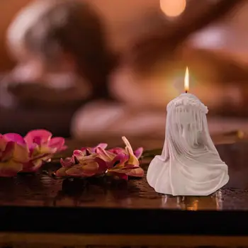 Девушка в вуали на Хэллоуин Свеча из смолы Силиконовая форма 3D Статуя Невесты Свеча Эстетический Декор стола Ароматерапевтические Свечи