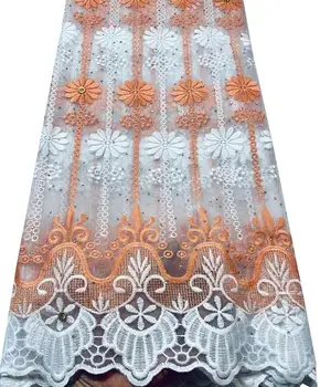 Африканская сетчатая кружевная ткань с молочным шелком 2023 Высококачественный Нигерийский тюлевый кружевной материал для свадебного платья Sew ELL3817