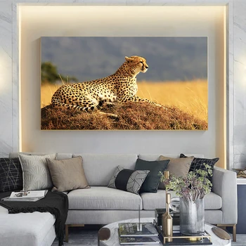 Плакат с гепардом, картина на холсте, плакат с дикими животными и принты, настенное искусство для домашнего декора гостиной (без рамки)