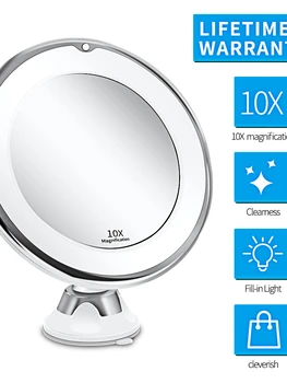 Гибкое зеркало для макияжа с 10-кратным увеличением, 14 зеркал с сенсорным экраном со светодиодной подсветкой, Переносной туалетный столик, Косметические зеркала
