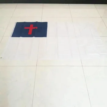 Бесплатная доставка Высококачественный христианский флаг 90x150 см 5 *3 фута полиэстер с двойным проникновением печать Висит христианский флаг