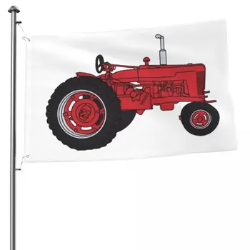 Красный тракторный уличный флаг, декоративные баннеры для домашнего декора, принадлежности для вечеринок во дворе дома, 2x3 фута
