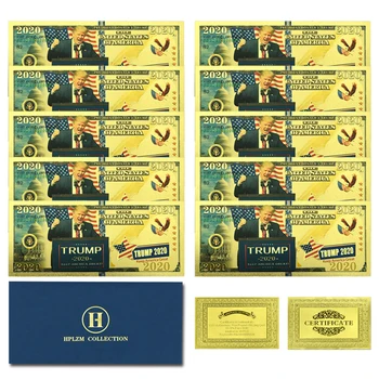10 шт. и конверт 2020 45-й президент США Дональд Трамп Банкноты из золотой фольги на 1 000 000 долларов, украшения для рукоделия, подарок