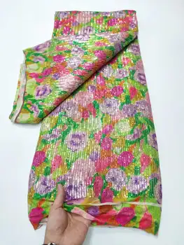 Роскошная африканская кружевная ткань 2023, Новейшая Красочная индийская ткань сари, Высококачественная тюлевая кружевная ткань с 3D-принтом и блестками, свадебное платье
