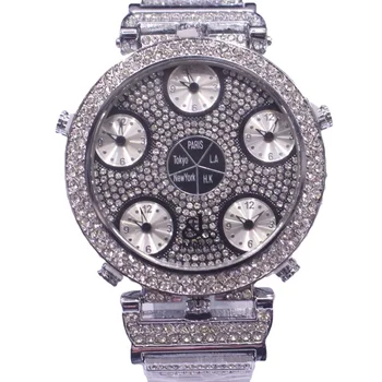 Новые 2023 JKCO чешский леопардовый стальной пояс с шестью часовыми поясами, двусторонние мужские часы, не относящиеся к мейнстриму, хип-хоп часы в стиле хип-хоп
