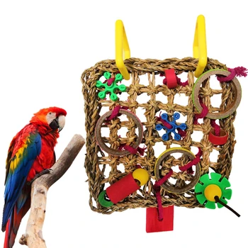 Красочные Подвесные игрушки для коренных зубов птиц-попугаев, игрушки для укуса домашних птиц-попугаев, игрушки для дрессировки попугаев, игрушки для кусания птиц-качелей