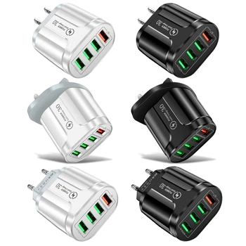 Универсальная USB-розетка для быстрой зарядки EU/UK/ US Travel Plug Адаптер USB-зарядный блок с 4 USB-портами Прямая поставка