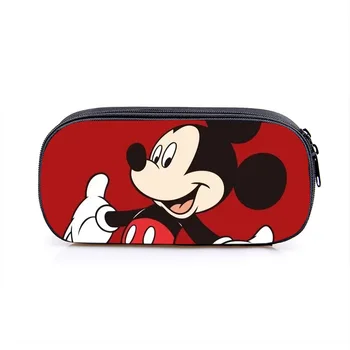 Студенческая сумка для ручек с Микки Маусом Disney для мальчиков и девочек, Мультяшный периферийный пенал на одной молнии, пенал для карандашей из полиэстера