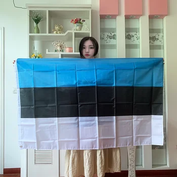 Баннер с флагом Эстонии 90*150 см из полиэстера с двусторонним принтом, подвесной Национальный флаг Эстонии для украшения и активного отдыха