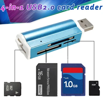 Адаптер для чтения карт USB 4-в-1 с прямым считыванием, подключайте и используйте считыватель для ПК, аксессуаров для ноутбуков