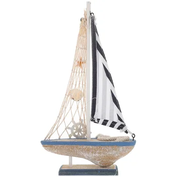 Парусная модель Деревянная лодка Декор Спальня Парусник Средиземноморский Ретро Орнамент Морские украшения Статуэтка для дома Поделки Украшения 0