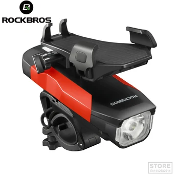 Велосипедный фонарь ROCKBROS, Водонепроницаемый, 4000 мАч, Держатель для мобильного телефона, Предупреждающий звонок переднего света велосипеда, USB Перезаряжаемая Фара, Велосипедный фонарь