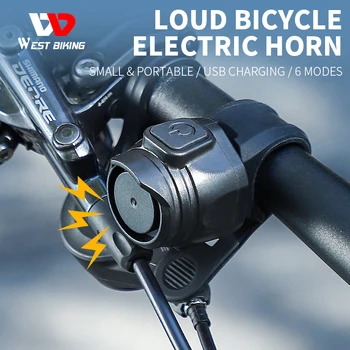 WEST BIKING Электрический Велосипедный звонок USB Перезаряжаемый 80 ДБ Предупреждающий сигнал безопасности MTB Дорожный Руль Велосипедное кольцо Аксессуары для велоспорта