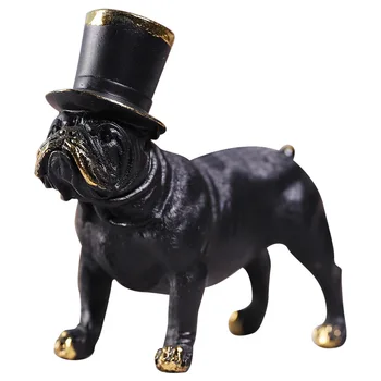 Имитация животного, Черная собака, Джазовая шляпа, украшения для дома из смолы, украшения для гостиной, крыльца, ТВ-шкафа, украшения для рукоделия