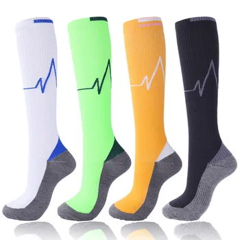 Носки для медсестер, спортивные велосипедные носки, мужские и женские компрессионные носки, комфортные для бега, красочные однотонные утягивающие носки