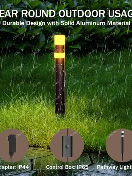 WIFI Умный светильник для газона RGBIC Освещение садовой дорожки Наружная водонепроницаемая ландшафтная лампа для декора дорожки во внутреннем дворике Музыкальный ритм