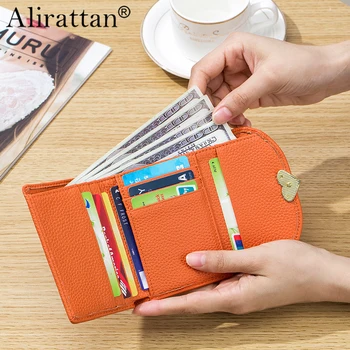 Нишевый дизайн Alirattan из натуральной кожи, высококачественный женский кошелек 2023 года, новая короткая сумка для любовных открыток с несколькими картами, нулевой кошелек