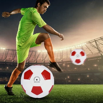 Размер 5 Кожаный футбольный мяч из искусственной кожи утолщенный износостойкий футбольный мяч для взрослых 2,7 мм утолщенный белый красный взрывозащищенный футбольный мяч