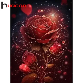 Huacan Diamond Painting Новые поступления, набор для вышивания роз, мозаичный цветок ручной работы, подарок 30x40 см, украшение для дома