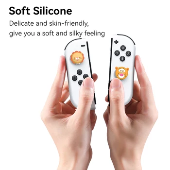 4шт мультяшных силиконовых аналоговых колпачков для захвата большого пальца, совместимых с защитной крышкой Nintendo Switch OLED/Switch Lite/Switch Joystick 1