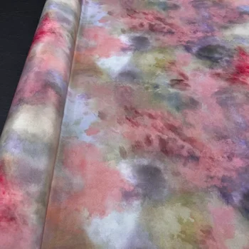 Шелковая эластичная Крепдешиновая ткань, окрашенная чернилами в Розовый цвет, Весенне-осенняя драпировка, платье-рубашка из шелка тутового цвета, Гладкие ткани по метру 2