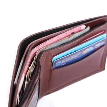 Мужской кошелек, сумка для денег, однотонный кожаный деловой кошелек большой емкости, модный деловой кошелек в стиле ретро, винтажный мужской кошелек walltes 3