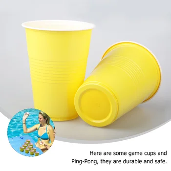Барные Игровые чашки PP Bar Party -Pong Game Cups Забавные принадлежности для пивных игр (16 унций, 12 шт. темно-синих чашек, 12 шт. желтых -Pong) 3