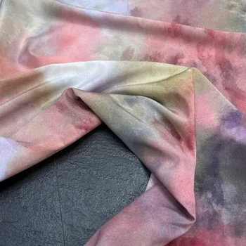 Шелковая эластичная Крепдешиновая ткань, окрашенная чернилами в Розовый цвет, Весенне-осенняя драпировка, платье-рубашка из шелка тутового цвета, Гладкие ткани по метру 3