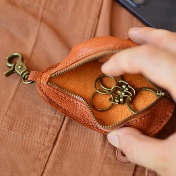 Сумка для ключей AETOO, Мини-кожаный клатч, мужская сумка для мобильного телефона, Женская сумка для пригородных поездок, карманный кошелек, Простая сумка-клатч для хранения 4