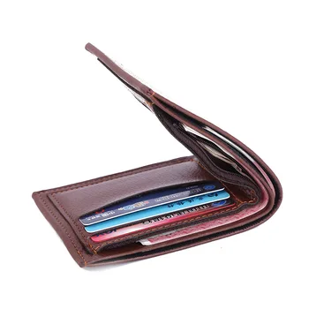 Мужской кошелек, сумка для денег, однотонный кожаный деловой кошелек большой емкости, модный деловой кошелек в стиле ретро, винтажный мужской кошелек walltes 4