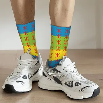 Берберский флаг, мужские носки для экипажа, унисекс, забавные носки для платья с 3D-печатью 4
