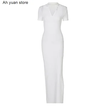 Юбка Ah yuan, Весеннее новое длинное платье с V-образным вырезом, раздельное платье, 10шт. 4