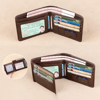 Мужской кошелек из натуральной кожи класса люкс RFID Fold, короткий тонкий кошелек для монет, деловой держатель для кредитных карт для мужчин N886 5