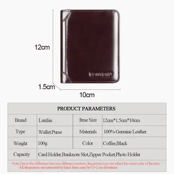 Новый дизайн, RFID мужской кошелек из натуральной кожи, винтажный черный кошелек для мужчин, мини-держатель для карт, мужской короткий кошелек с 3 складками 5