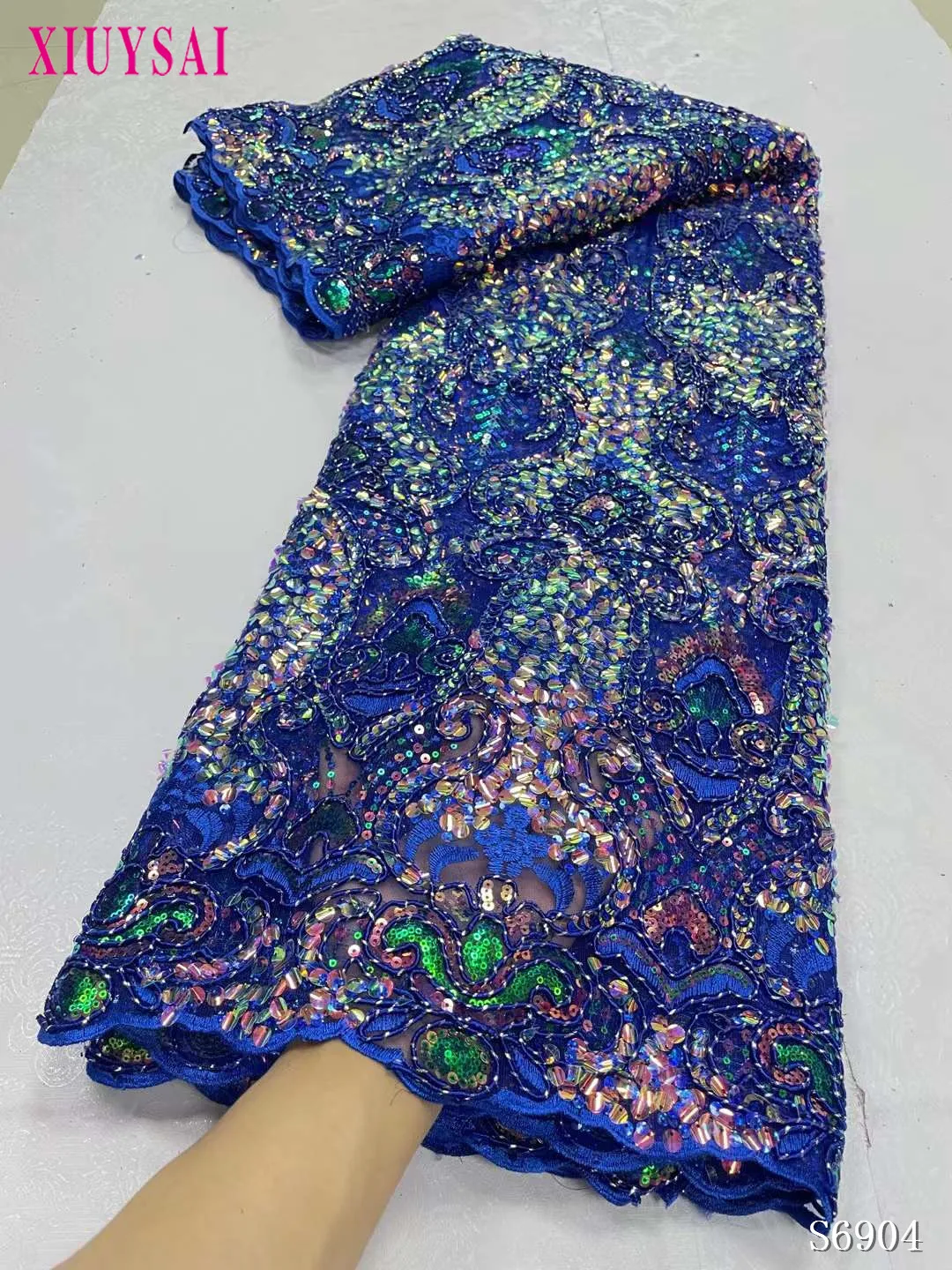 2023 Высококачественный Африканский Нигерийский материал Кружевная цветочная ткань для свадьбы С вышивкой жениха блестками Французские кружевные ткани 1