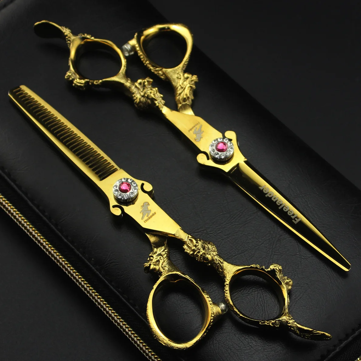 6,0 дюймовые золотые ножницы для волос Набор ножниц для филировки с драконьей ручкой