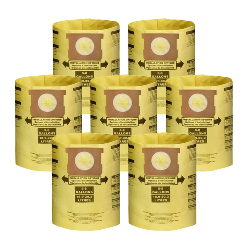 7 Шт Универсальных Пылесборников Dry Vac Объемом От 5 до 8 Галлонов Для Магазинных Пылесосов 5-8 Галлонов Ridgid VF С Мешками Для Пыли Желтого Цвета