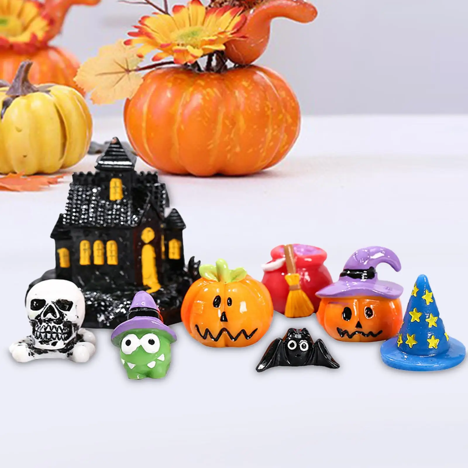 8 предметов сказочного садового набора для Хэллоуина, мини-украшения в виде тыкв из смолы 1