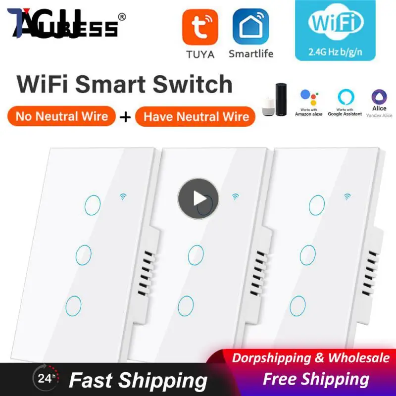 Aubess WiFi US Smart Switch 1/2/3/4 Банды Выключатель Света Настенный Выключатель Tuya Smart Life APP Control Поддержка Alexa Google Home