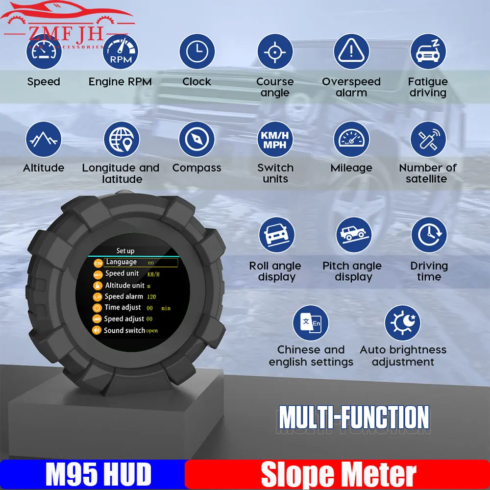 M95 HUD GPS/BDS 4x4 Инклинометр Автомобильный Измеритель Наклона Сигнализация Превышения Скорости Внедорожные Аксессуары Цифровой Одометр Компас Smart Meter
